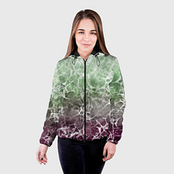 Куртка с капюшоном женская Абстракция - spider web on purple-green background, цвет: 3D-черный — фото 2