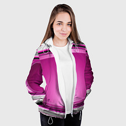 Куртка с капюшоном женская Розовый выпуклый фон, цвет: 3D-белый — фото 2
