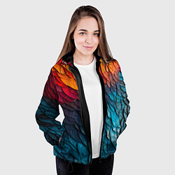 Куртка с капюшоном женская Желто синяя чешуя, цвет: 3D-черный — фото 2