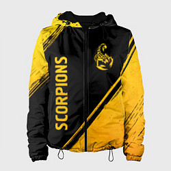 Куртка с капюшоном женская Scorpions - gold gradient вертикально, цвет: 3D-черный