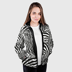 Куртка с капюшоном женская Шкура зебры черно - белая графика, цвет: 3D-черный — фото 2