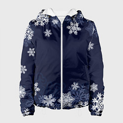 Куртка с капюшоном женская Воздушные снежинки, цвет: 3D-белый