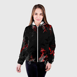 Куртка с капюшоном женская Дым и текстуры, цвет: 3D-белый — фото 2