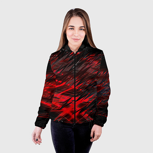 Женская куртка Черно красные текстуры / 3D-Черный – фото 4