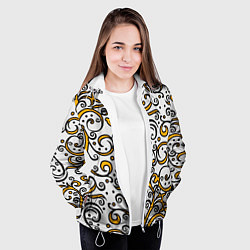 Куртка с капюшоном женская Жёлтый кружевной узор, цвет: 3D-белый — фото 2