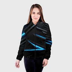 Куртка с капюшоном женская Черный и синий фон с абстракцией, цвет: 3D-черный — фото 2