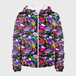 Куртка с капюшоном женская Разноцветный листопад, цвет: 3D-белый