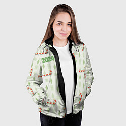 Куртка с капюшоном женская Новогодняя сладость, цвет: 3D-черный — фото 2