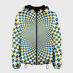 Куртка с капюшоном женская Оптическая иллюзия арт, цвет: 3D-черный