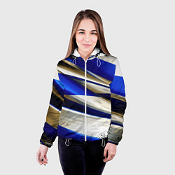 Куртка с капюшоном женская Blue white abstract, цвет: 3D-белый — фото 2
