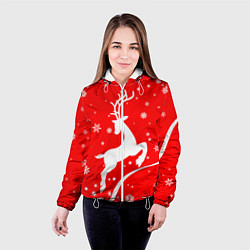 Куртка с капюшоном женская Christmas deer, цвет: 3D-белый — фото 2
