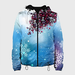 Куртка с капюшоном женская Цунами из новогодних шариков, цвет: 3D-черный