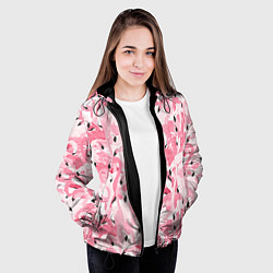 Куртка с капюшоном женская Стая розовых фламинго, цвет: 3D-черный — фото 2