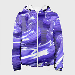 Куртка с капюшоном женская Фиолетовая вязкая абстракция, цвет: 3D-белый