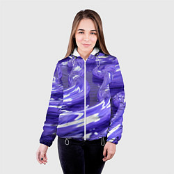 Куртка с капюшоном женская Фиолетовая вязкая абстракция, цвет: 3D-белый — фото 2