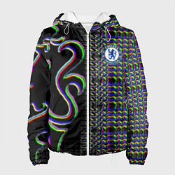 Куртка с капюшоном женская Chelsea fc glitch, цвет: 3D-белый