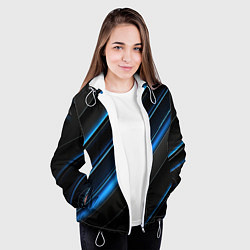 Куртка с капюшоном женская Синий узор абстракции, цвет: 3D-белый — фото 2