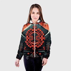 Куртка с капюшоном женская Рисунок в стиле американских индейцев, цвет: 3D-белый — фото 2