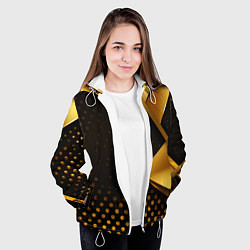 Куртка с капюшоном женская Золотистая текстура абстракт, цвет: 3D-белый — фото 2