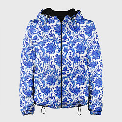 Куртка с капюшоном женская Гжель классика, цвет: 3D-черный