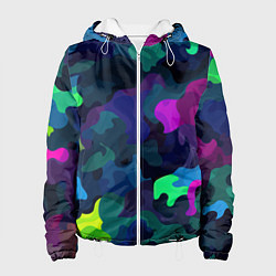 Куртка с капюшоном женская Хаотичный камуфляж, цвет: 3D-белый