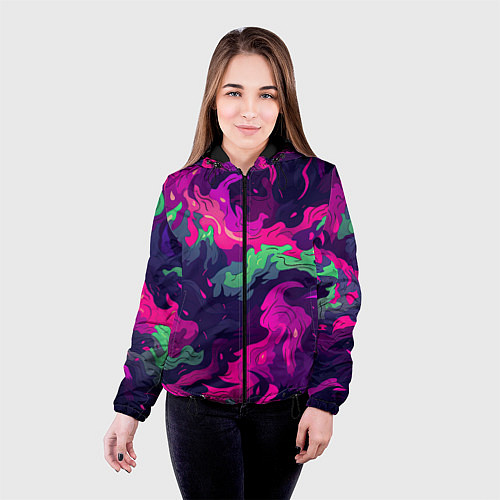 Женская куртка Неопределенный яркий камуфляж / 3D-Черный – фото 4