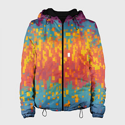 Куртка с капюшоном женская Разноцветные пиксели, цвет: 3D-черный