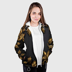 Куртка с капюшоном женская Золотые объемные листья, цвет: 3D-белый — фото 2