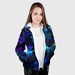 Куртка с капюшоном женская Камуфляж из разноцветных красок, цвет: 3D-белый — фото 2