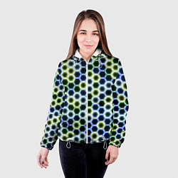 Куртка с капюшоном женская Светящиеся соты, цвет: 3D-белый — фото 2