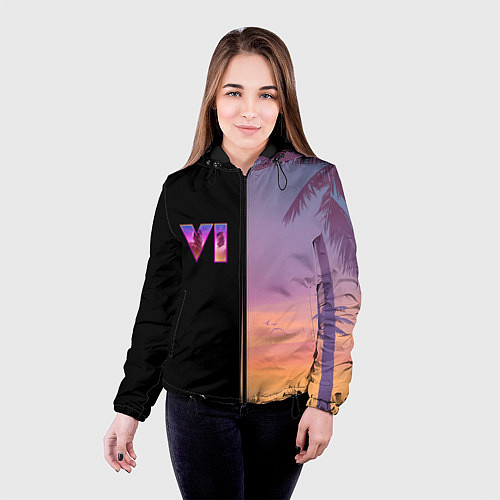 Женская куртка GTA 6 пальмы / 3D-Черный – фото 4