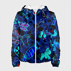 Куртка с капюшоном женская Рождественские паттерны узоры, цвет: 3D-белый