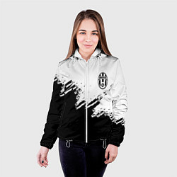 Куртка с капюшоном женская Juventus black sport texture, цвет: 3D-белый — фото 2