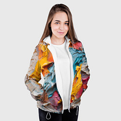 Куртка с капюшоном женская Абстрактная живопись акрилом, цвет: 3D-белый — фото 2