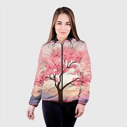Куртка с капюшоном женская Вишневое дерево в полном цвету, цвет: 3D-черный — фото 2