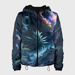 Куртка с капюшоном женская Вид на землю с другой планеты, цвет: 3D-черный