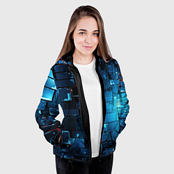 Куртка с капюшоном женская Синие абстрактные плиты, цвет: 3D-черный — фото 2