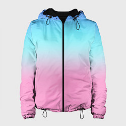 Куртка с капюшоном женская Синий и голубо-розовый градиент, цвет: 3D-черный