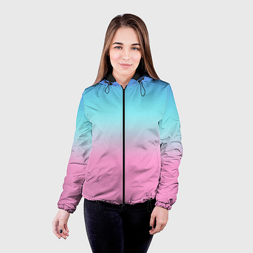 Женская куртка Синий и голубо-розовый градиент / 3D-Черный – фото 4