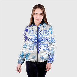 Куртка с капюшоном женская Снежинки падают, цвет: 3D-черный — фото 2