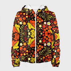 Куртка с капюшоном женская Русский народный узор, цвет: 3D-белый