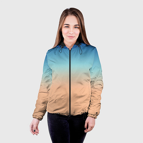Женская куртка Сине-бежевый градиент / 3D-Черный – фото 4