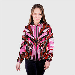 Куртка с капюшоном женская Розовый кибер доспех, цвет: 3D-черный — фото 2