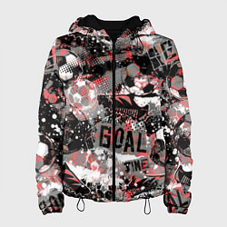 Куртка с капюшоном женская Футбол узоры, цвет: 3D-черный