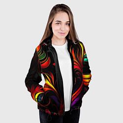 Куртка с капюшоном женская Паттерн русские узоры, цвет: 3D-черный — фото 2
