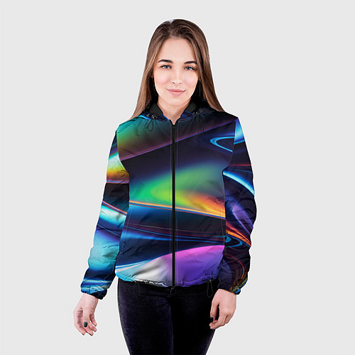 Женская куртка Голографический материал / 3D-Черный – фото 4