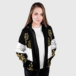 Куртка с капюшоном женская Золотые узоры, цвет: 3D-черный — фото 2