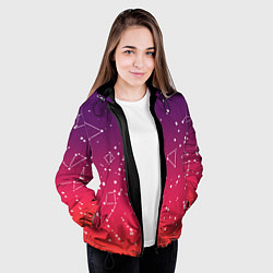 Куртка с капюшоном женская Созвездия в розовом небе, цвет: 3D-черный — фото 2