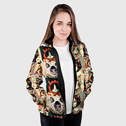 Куртка с капюшоном женская Кот Алёнка - поп арт, цвет: 3D-черный — фото 2