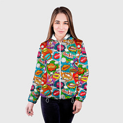 Куртка с капюшоном женская Bang Boom Ouch pop art pattern, цвет: 3D-белый — фото 2